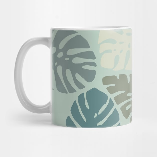 Monstera leaves in shades of green by Ofeefee